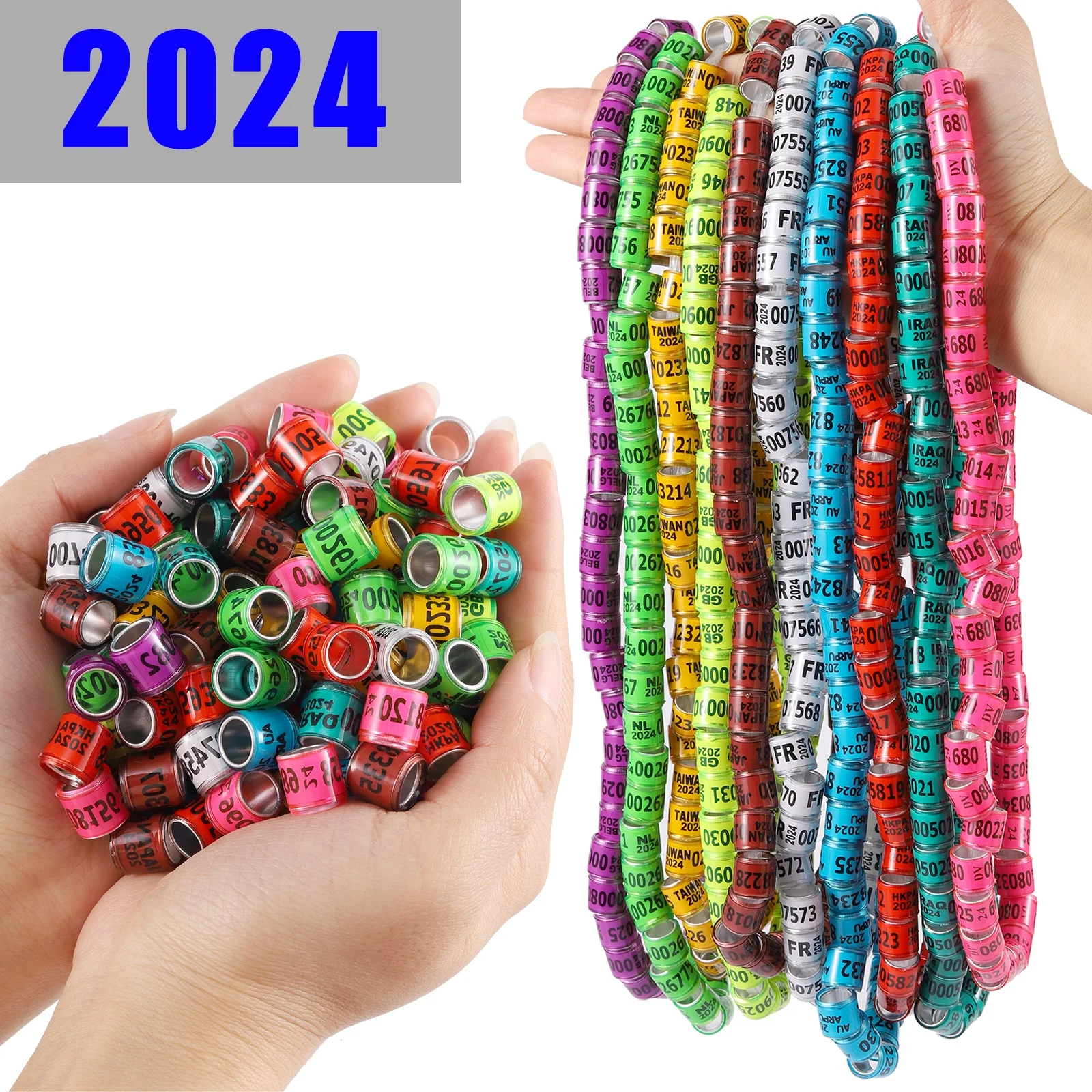 2026/2027 Anillo de pie de Paloma Multicolor con pendientes de palabras Anillo de pájaro duradero de calidad Anillo de carreras de Palomas Herramienta de entrenamiento de aves 100 Uds - imagen 3