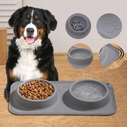 Cuenco alimentador de silicona para perros 2 en 1, dispensador de comida antideslizante para perros, estera para lamer mascotas, alimentador lento para perros, contenedor de agua para comida para mascotas a prueba de derrames