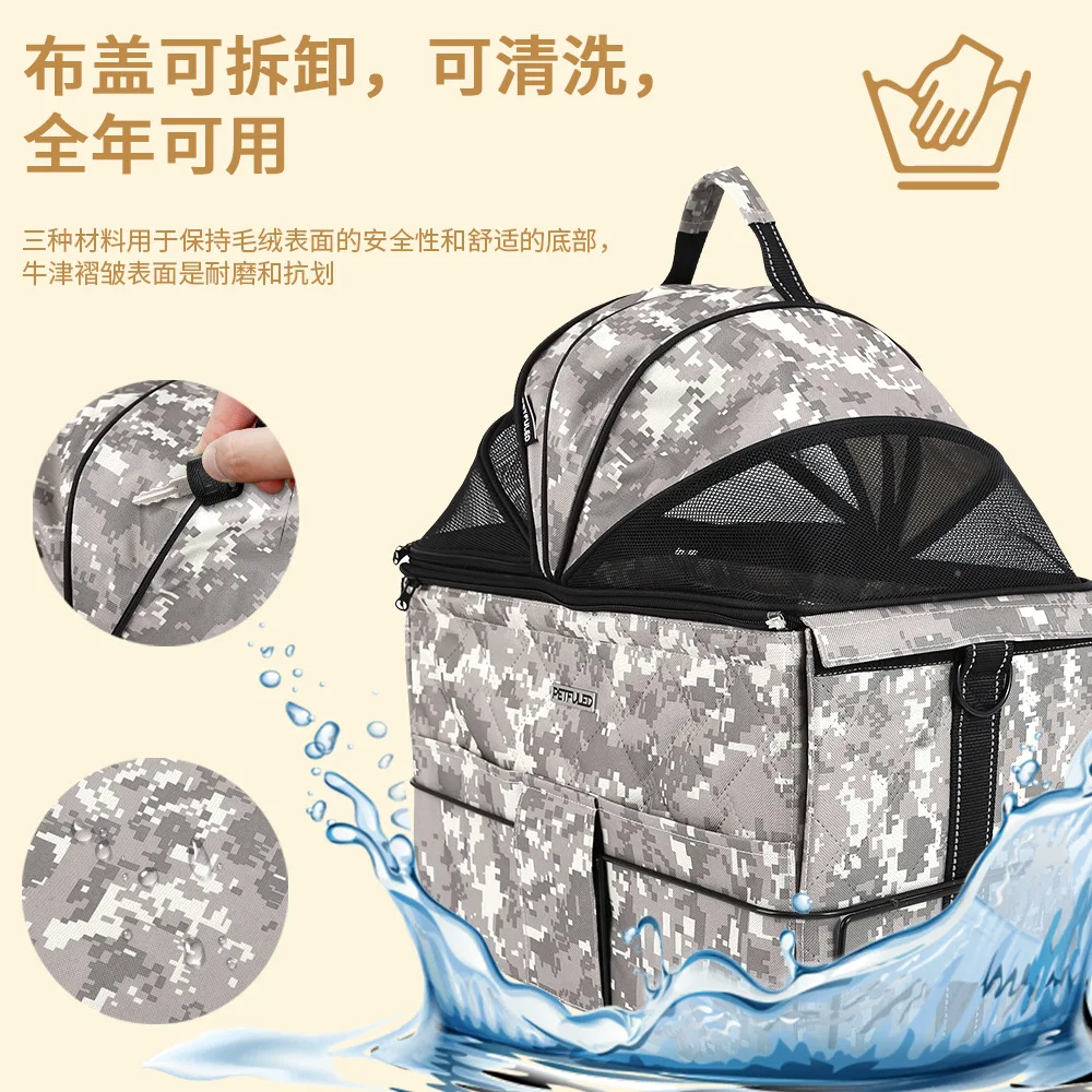 Nuevo bolso de asiento trasero de bicicleta para mascotas, bolso de hombro portátil para coche al aire libre, suministros para perros y gatos extraíbles portátiles para mascotas - imagen 3