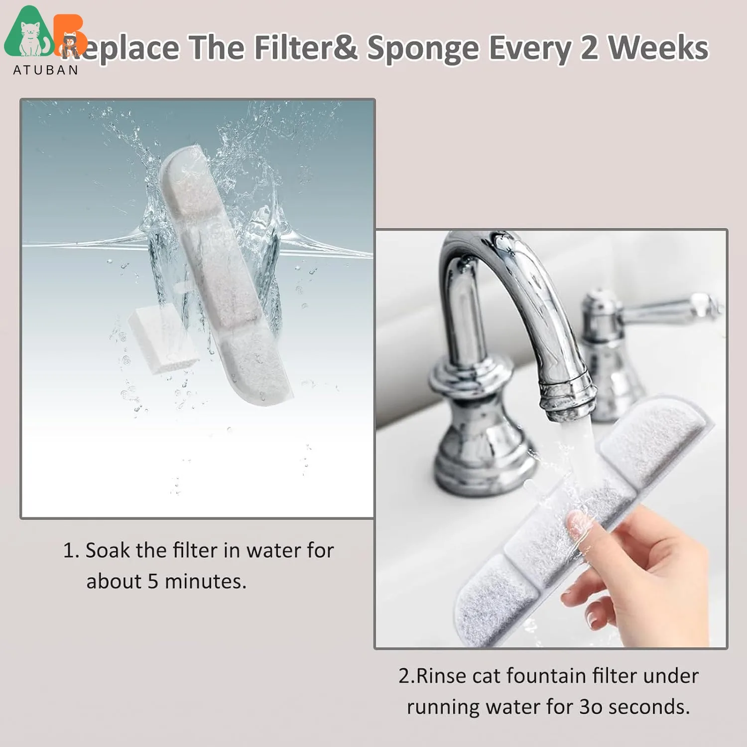 Filtros de repuesto compatibles con fuente de agua para mascotas Fursink, repuesto de filtro para fuente de agua para gatos Downy Paws de 84 oz/2,5 L - imagen 5