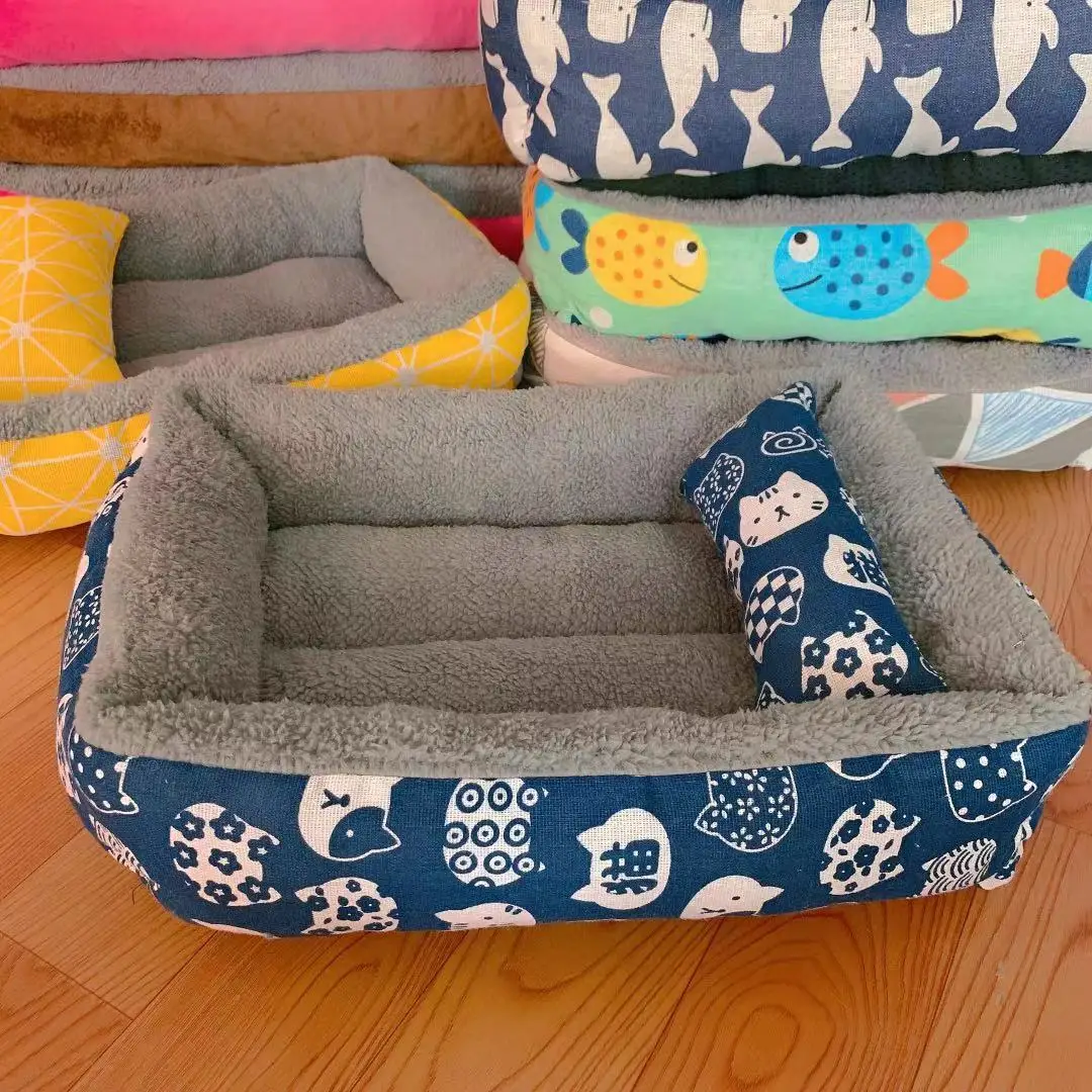 Cama suave para mascotas, cama para gatos, colchón para mascotas con almohada, colchoneta para dormir cómoda y cálida para invierno, colchoneta de felpa para gatos y perros, casa para gatos - imagen 5