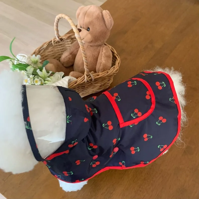 Chubasquero Ins bonito de cereza para perro, chaqueta impermeable con capucha, Poncho para la lluvia, ropa impermeable para mascotas, ropa para perros, accesorios impermeables para perros al aire libre