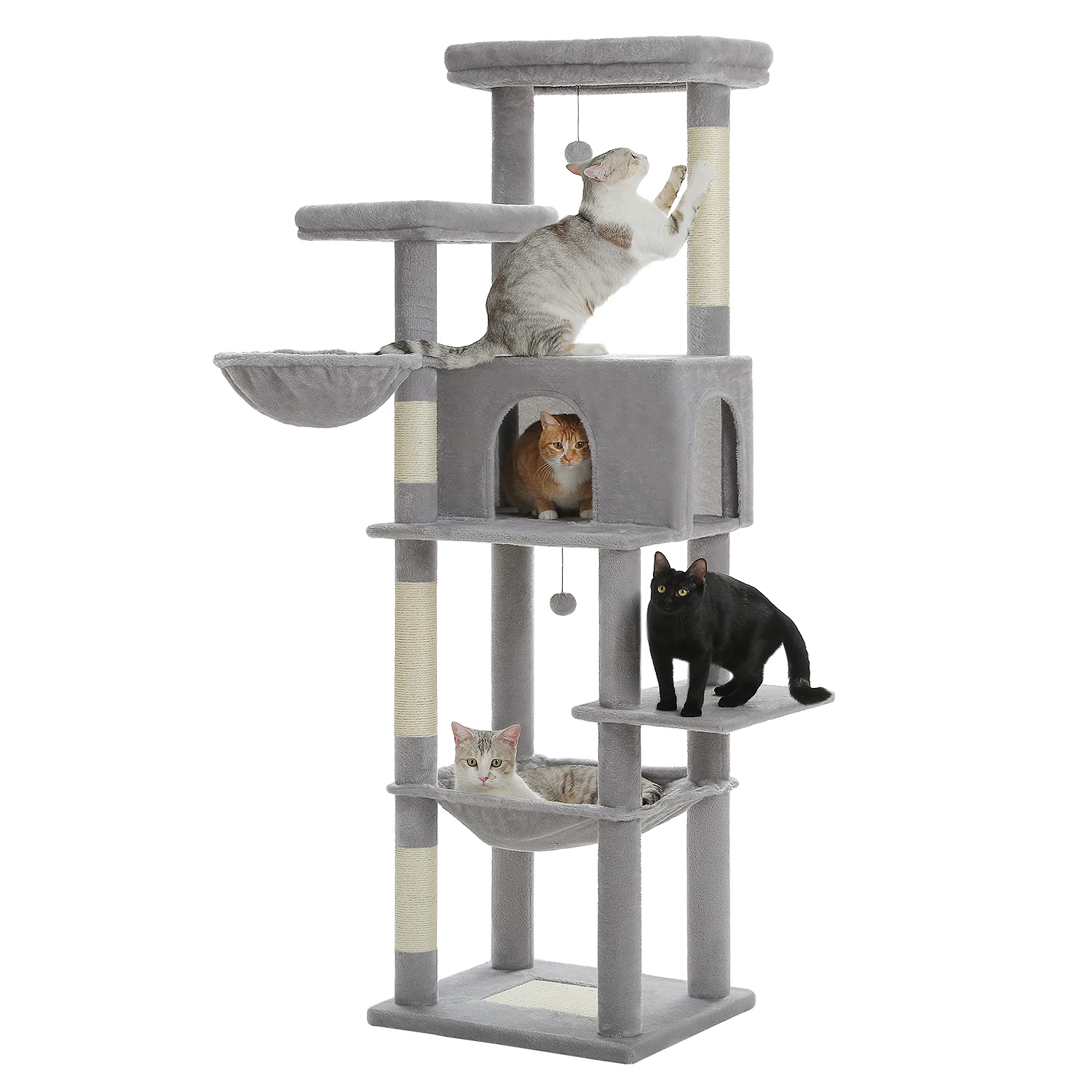 Árbol para gatos de varios niveles con postes para rascar, hamaca espaciosa, torre para gatos de peluche, Condo grande para gatos, accesorios para gatos de interior, juguetes para gatos