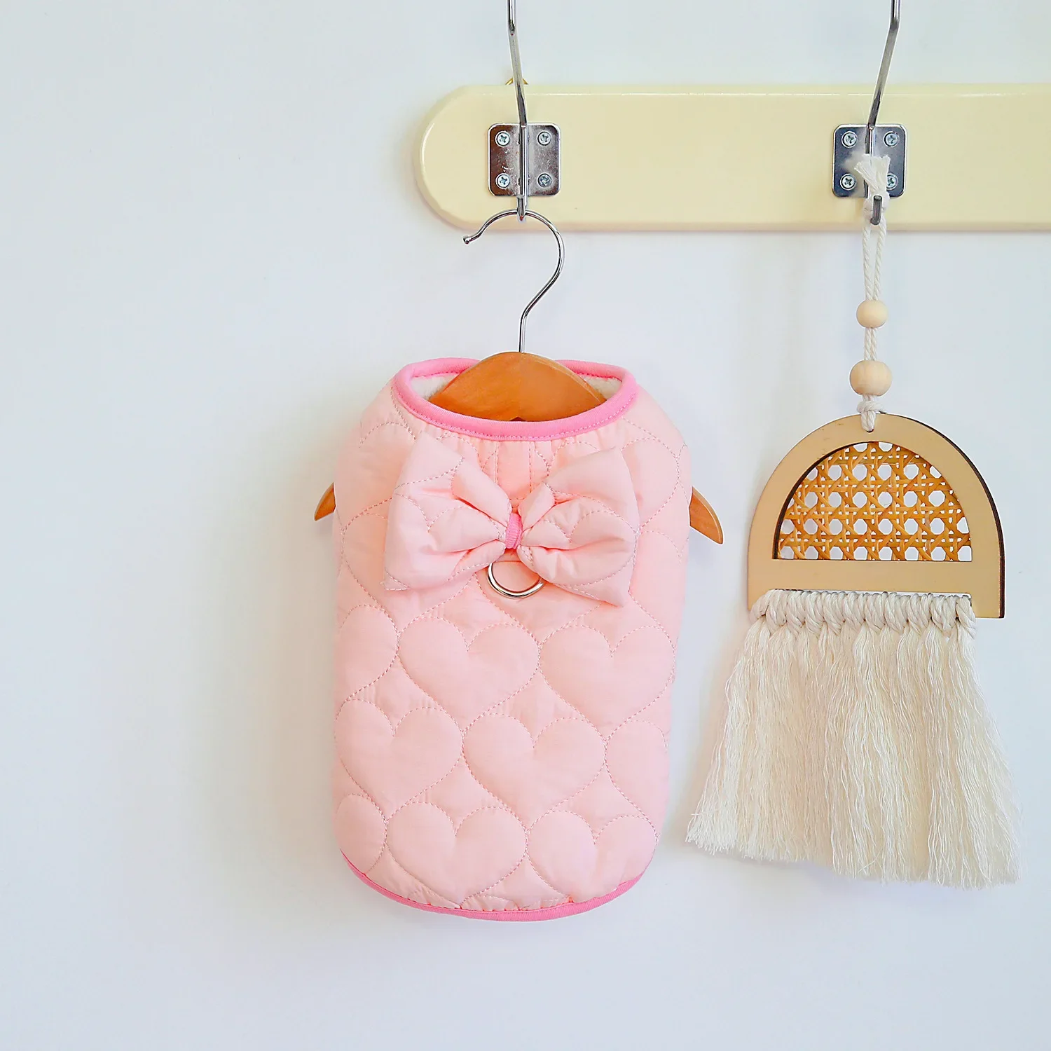 Ropa de algodón con burbujas para perro, Parkas con lazo de amor para perros pequeños y medianos, accesorios de ropa para mascotas, Otoño e Invierno - imagen 5