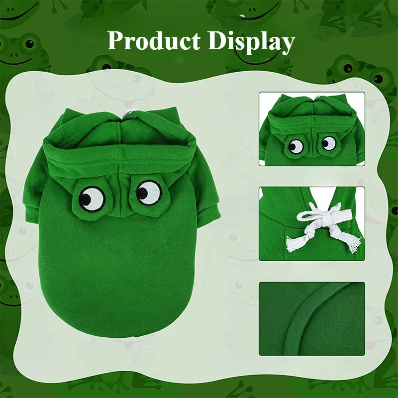 Sudadera con capucha para perro, suéter básico para perro, abrigo bonito para Cosplay de rana, chaqueta cálida de invierno para gato, ropa para clima frío, ropa de abrigo, suministros para mascotas - imagen 4
