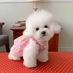 Vestido de peluche a rayas para perros Bichón Frisé – ropa de verano