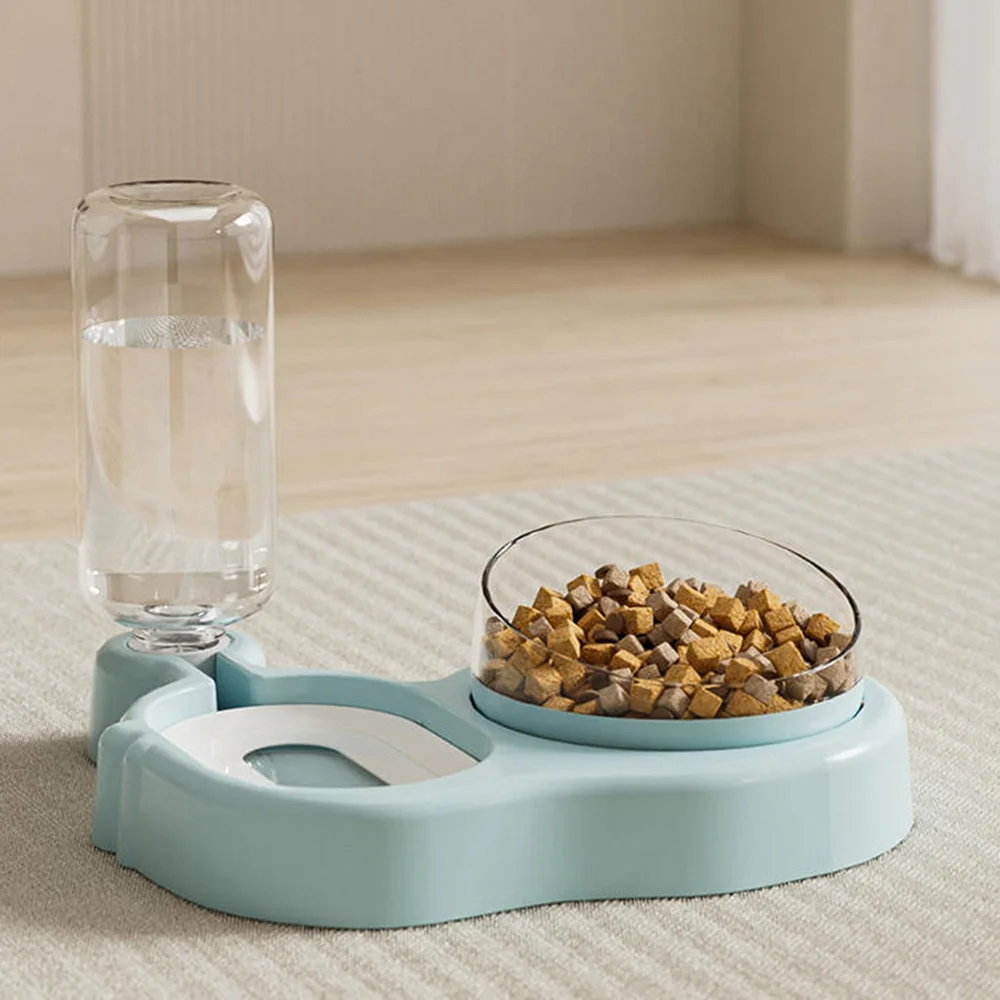 Juego de comedero automático para gatos y cuencos de agua, plato de comida para mascotas, cuenco para perros, bebedero antiderrames para gatos, suministros de alimentación todo en uno