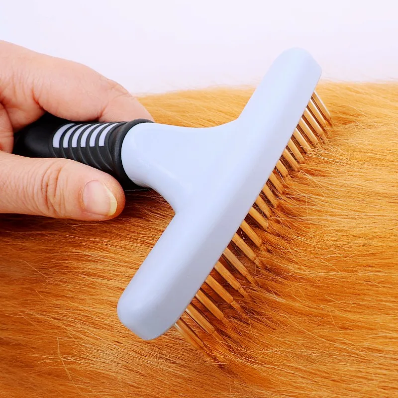 Peine para perros, cepillo para dientes de acero inoxidable, removedor de pelo para mascotas, peines de masaje para perros, apertura de nudos, peine grueso para perros, suministros para mascotas - imagen 5