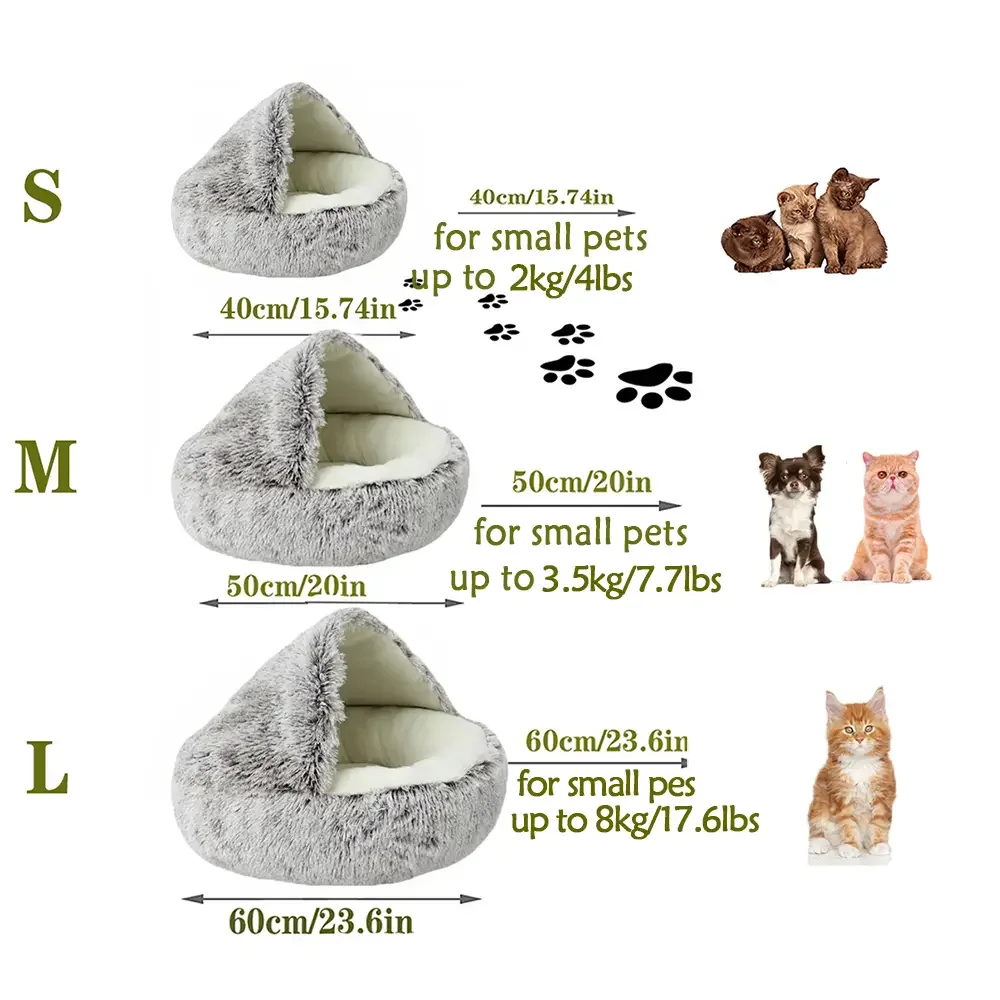 Cama redonda para gatos, colchón para mascotas, cama cálida y suave de felpa para gatos, cueva con cubierta, nido para dormir para perros y gatos, cueva, Donut para perros pequeños y gatitos - imagen 3