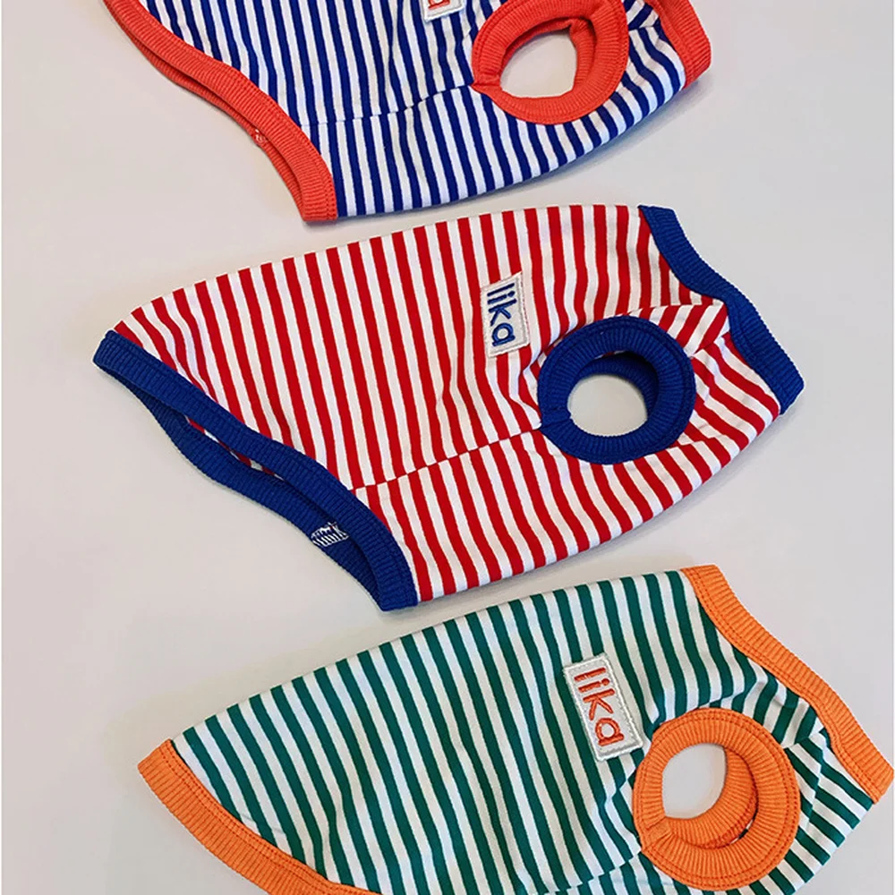 Ropa de verano para mascotas, chaleco sin mangas a rayas de tres colores, chaleco Schnauzer Chiuhahua, ropa para gatos - imagen 2
