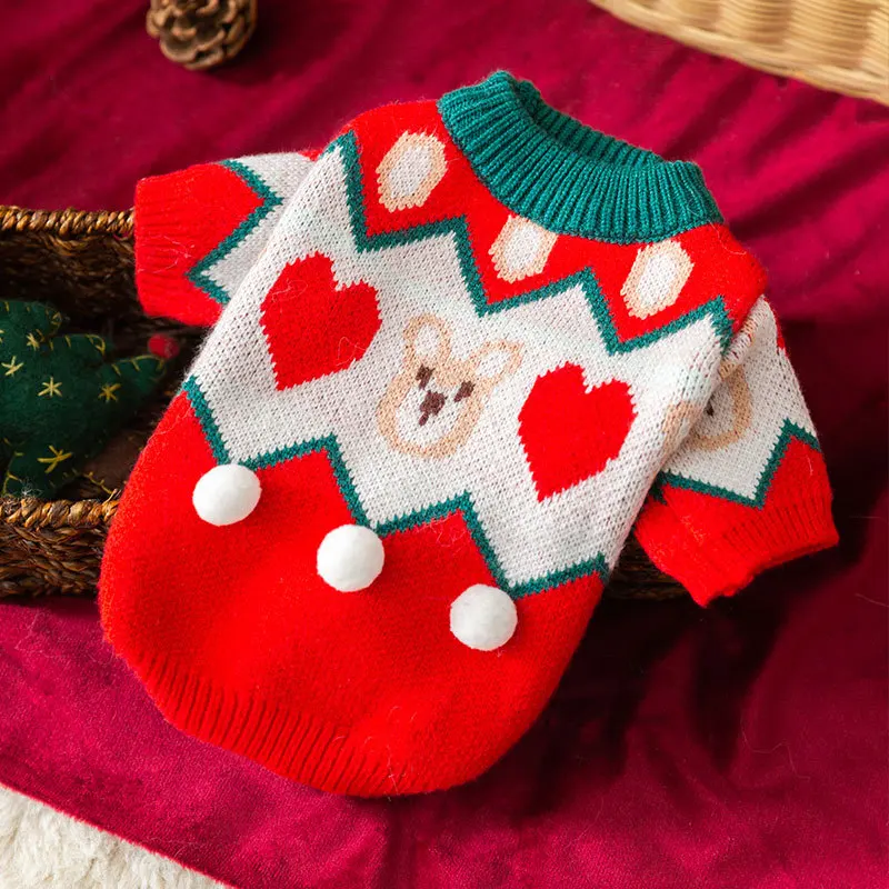 Jersey de oso de peluche de Navidad para exteriores, suéter bonito de cuello alto de dos patas, ropa para perros, primavera y otoño, Año Nuevo