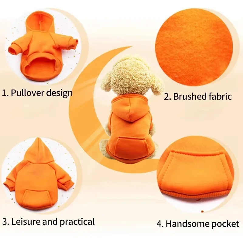 Vêtements polaires pour animaux de compagnie, gilet chaud pour chien, sweat à capuche mignon, manteau, Costumes pour petit et moyen animal de compagnie, chemise, veste, vêtements d'hiver - imagen 2