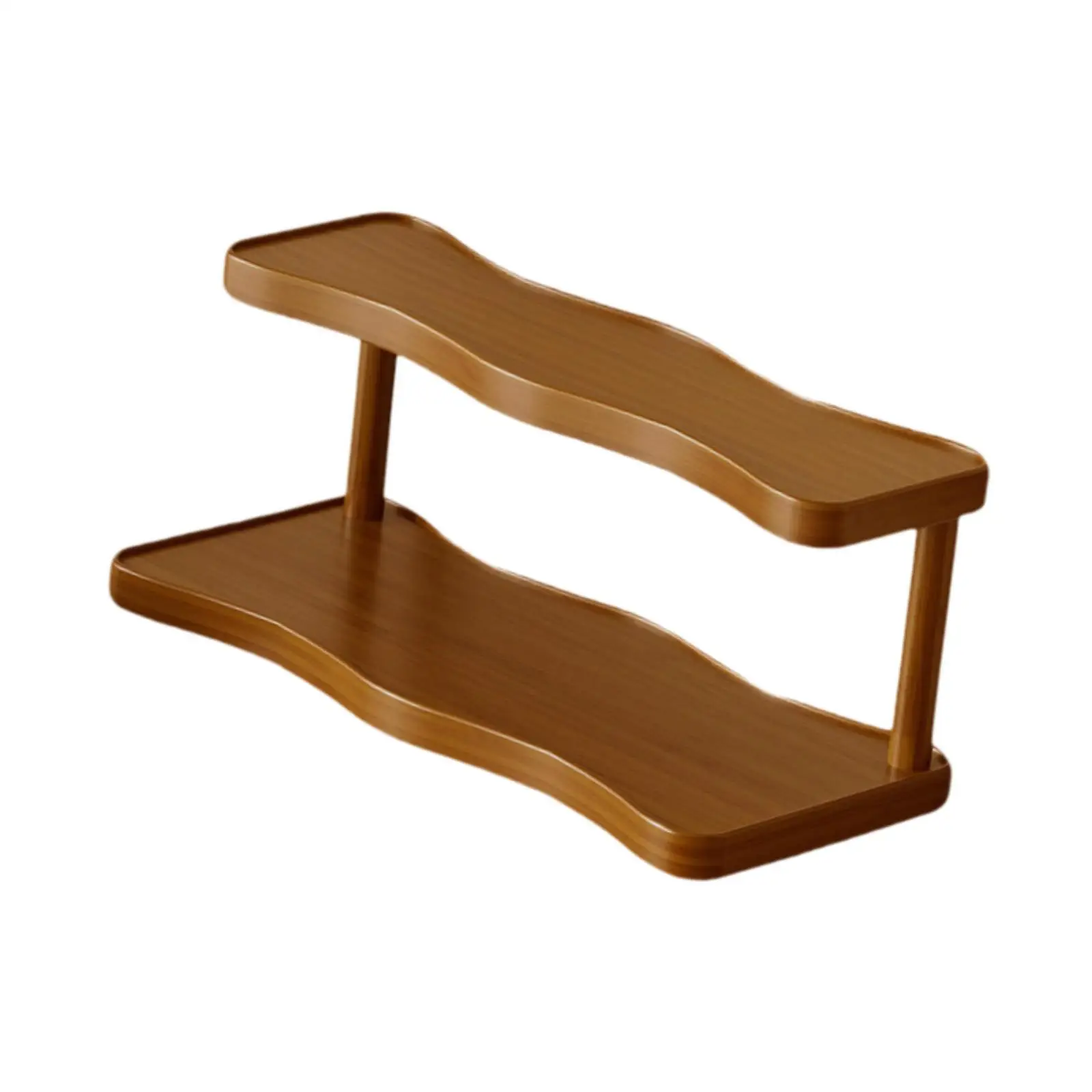 Estante de exhibición de 2 niveles, soporte de fragancia pequeño multiusos rústico, portavasos, soporte de Perfume escalonado para figuras, sala de estar y dormitorio