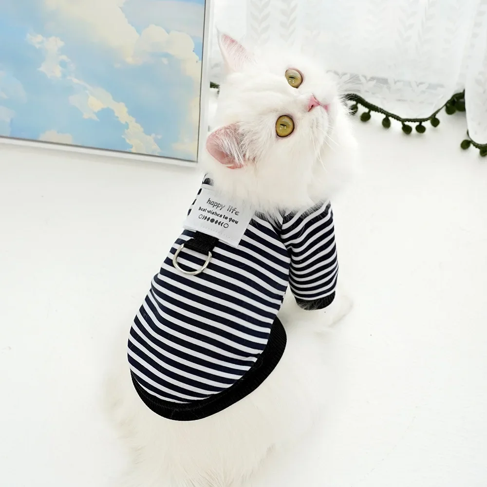 Sudadera a rayas cálida para otoño e invierno, ropa para perros y gatos con oso de peluche, ropa para cachorros de perros pequeños y medianos - imagen 5