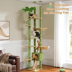 Árbol rascador para gatos con cueva y hamaca regulable en altura
