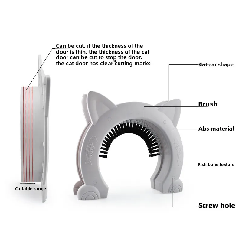 Puerertas para perros y gatos con cepillo para peinar productos para gatos, accesorios para muebles, sin solapa, seguro, para interiores y exteriores, puerta para mascotas - imagen 4