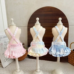 Vestido vaquero con diamantes para perros pequeños