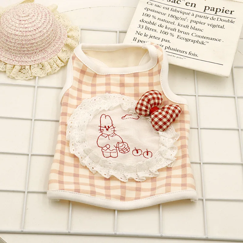 Chaleco a cuadros de primavera para mascotas, ropa para gatos, pijamas para el hogar, ropa para cachorros, ropa para perros pequeños