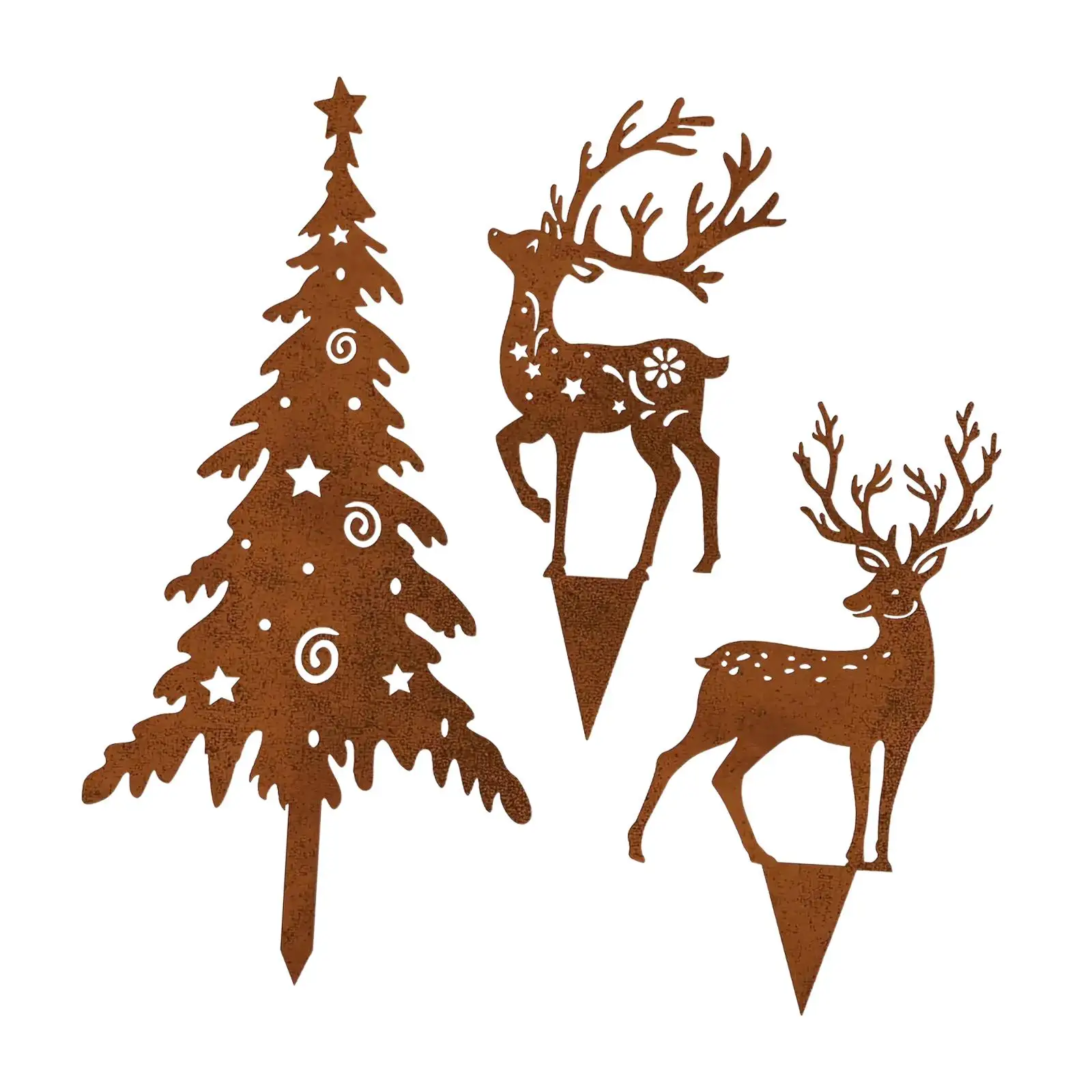 3x Christmas Garden Stakes Ornaments Art Decors Ideal Gifts Sturdy, Patio Stakes, Decorative for Path Lawn Courtyard