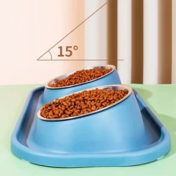 Comedero elevado doble de acero inoxidable para perro y gato