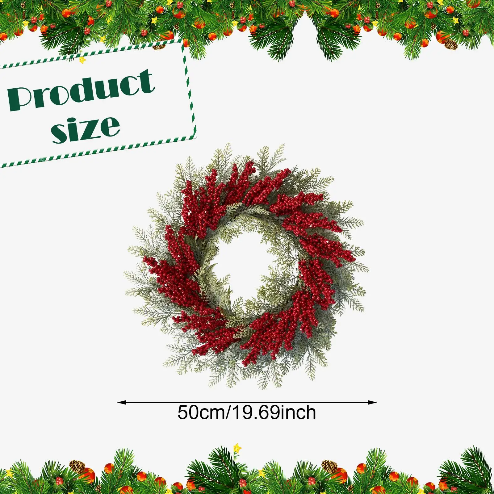 Corona navideña reutilizable, regalo de inauguración de la casa, guirnalda pequeña realista, decoración navideña, corona Artificial para porche, granja
