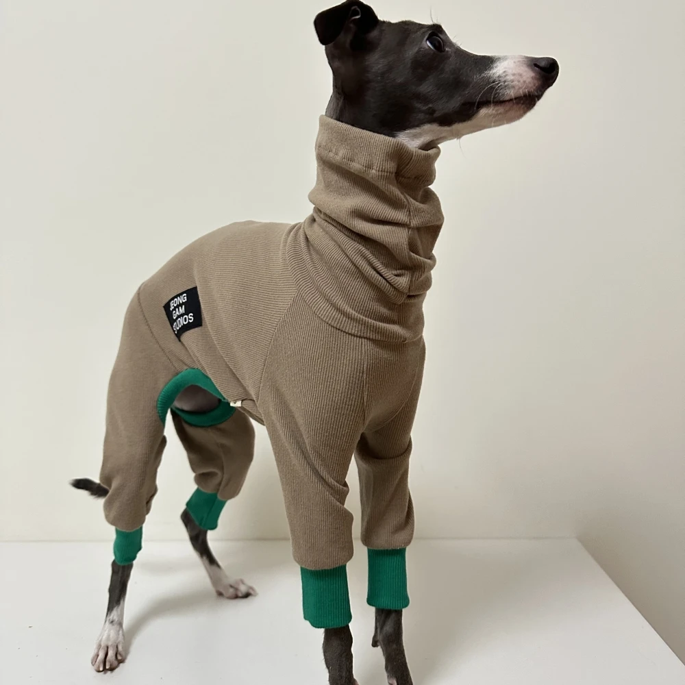 Ropa para perros, ropa bonita de invierno para cachorros, abrigo cálido de algodón de 4 patas para café, sudadera para perro Whippet galgo italiano