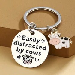 Regalos de vaca para mujer, Mini llavero de animales, decoración temática de vacas, accesorios de cosas con estampado de vacas, lindos llaveros de vaquera