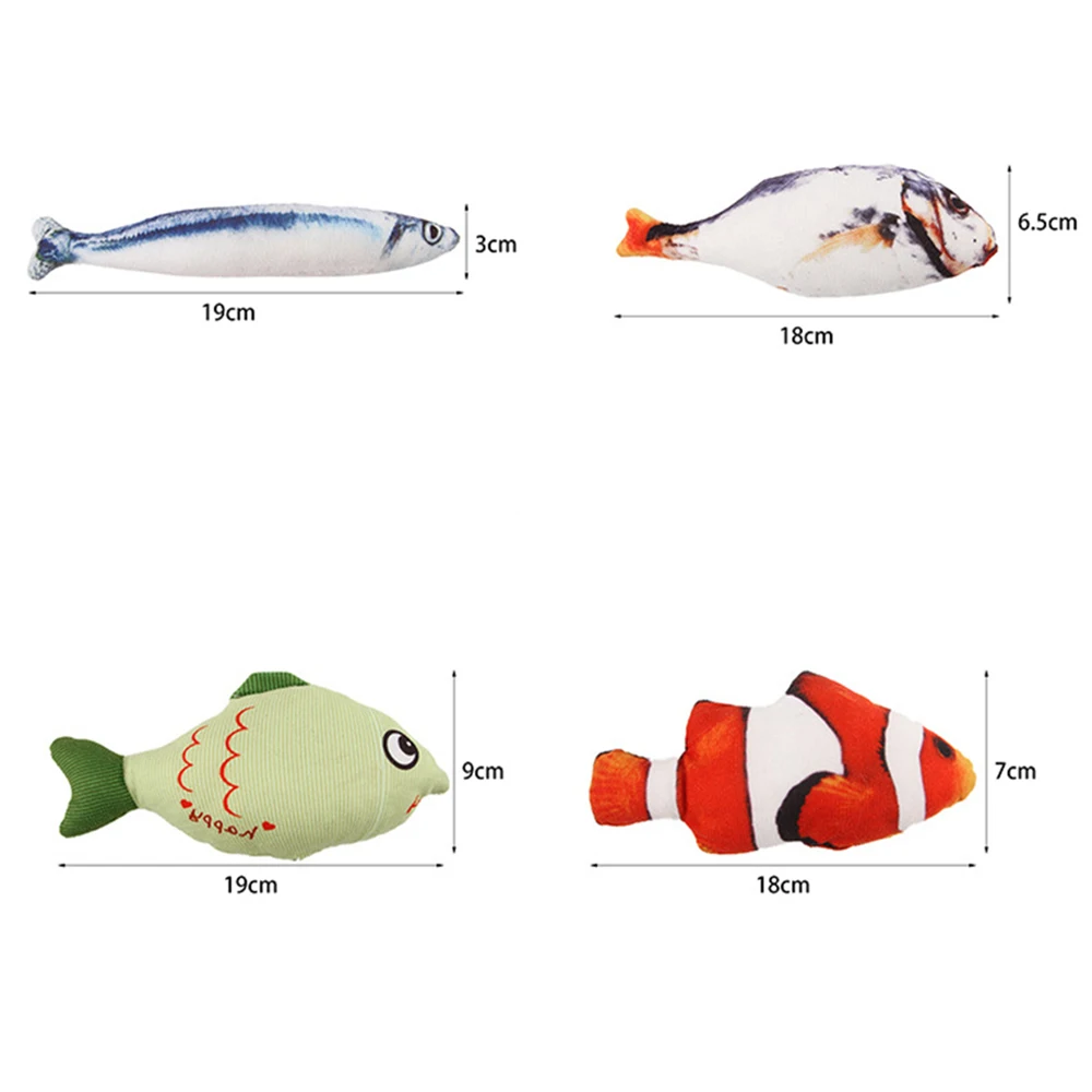 Almohada de pez de simulación 3D para gatos, juguete de peluche de hierba gatera, juguete interactivo para morder, menta - imagen 4