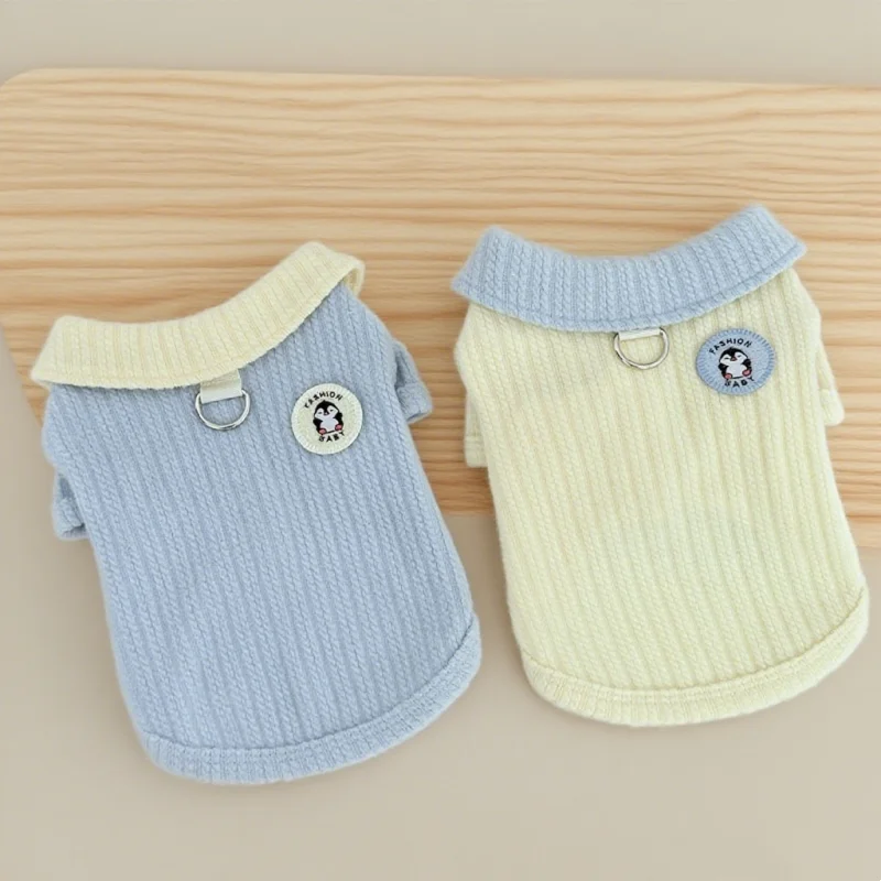 Chaqueta bonita con solapa para perro, abrigo cálido de invierno, ropa para perros, sudaderas con capucha sólidas a la moda para cachorros, chaqueta cárdigan suave Simple para gato, abrigo, ropa para mascotas - imagen 5