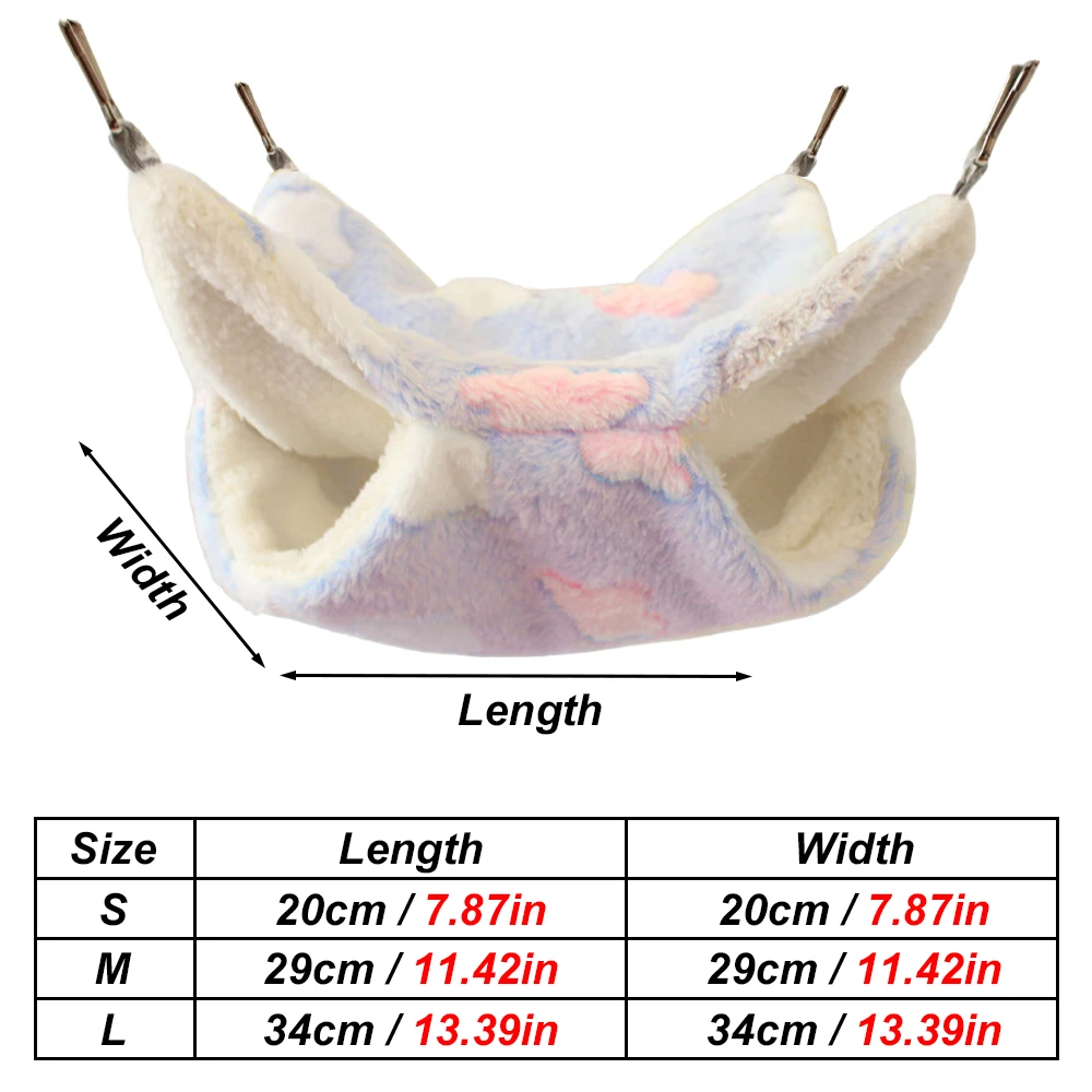 Hamaca acogedora para mascotas, nido de cama colgante para dormir con estampado suave y cálido para mascotas, animales pequeños, ratones, hámster, ardilla, accesorio de jaula de felpa, 1 ud. - imagen 3