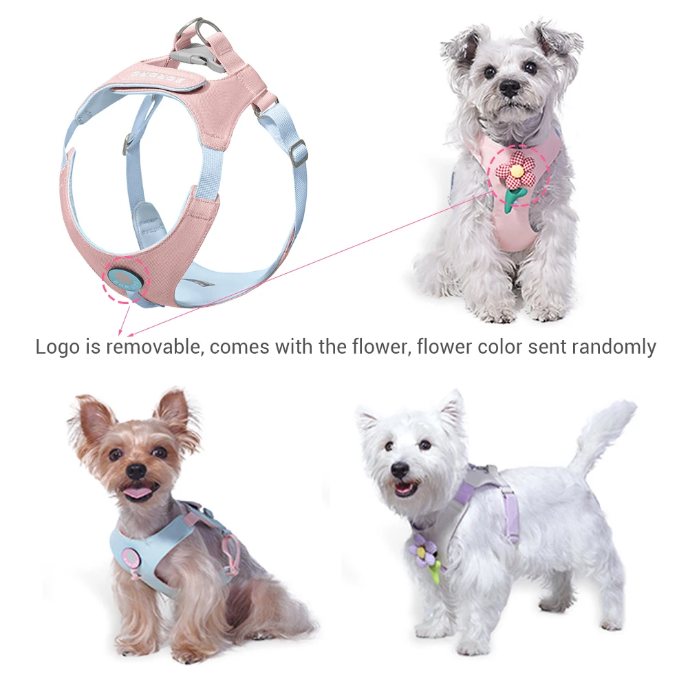 Pet Dog Harness for Small Dogs Light Weight Soft Dog Harness Vest Non-Escape Embrace Puppy Harness with Leash for French Bulldog - imagen 3