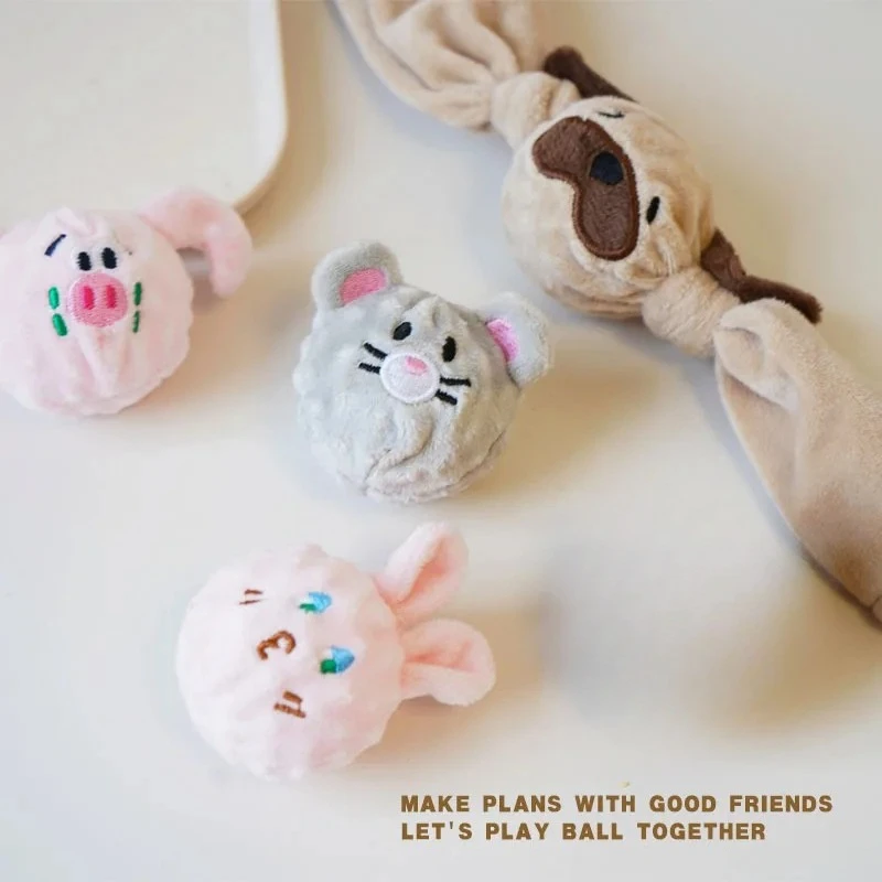 Bola de peluche BB para moler dientes de mascotas, bola elástica con forma de cachorro, juguete con sonido, accesorios para perros pequeños - imagen 5