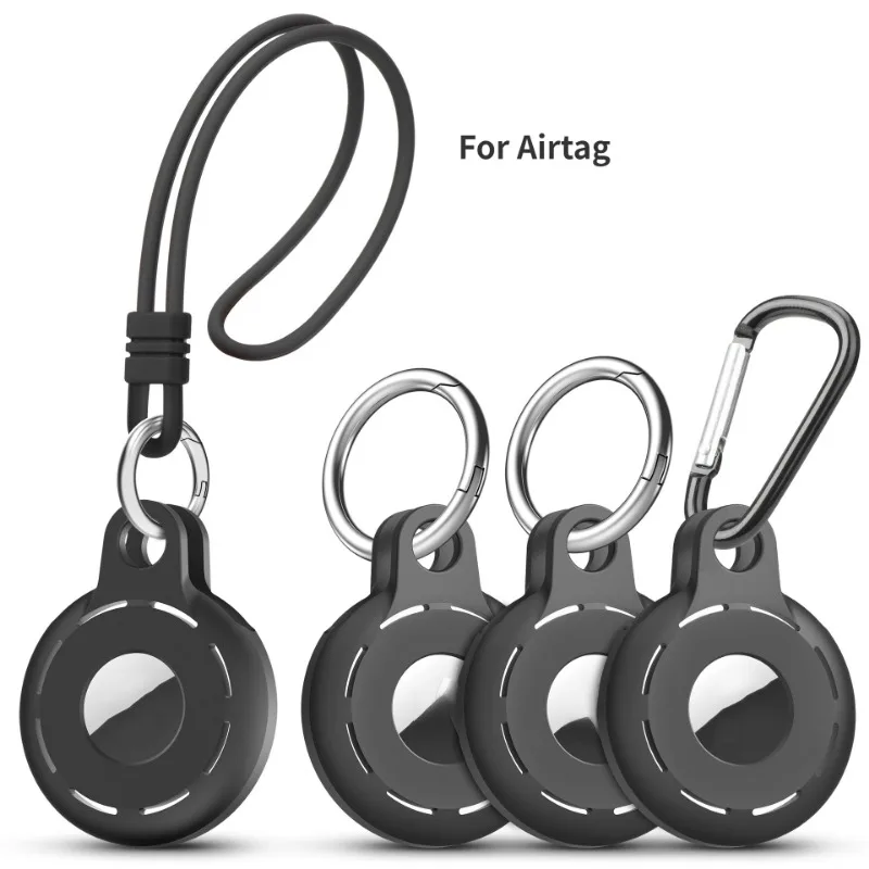 Paquete de 4 fundas de silicona para soporte AirTag, funda de silicona suave para llavero AirTag, accesorio fácil de colocar a llaves, collares para mascotas