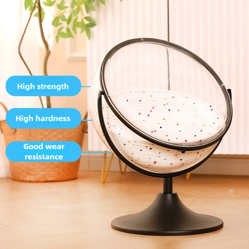 Cama acrílica para gatos, camas transparentes para gatos, cachorros, perros pequeños, gatitos, gatos, cama con globo, cápsula de gran espacio para mascotas, hamaca, muebles para casa - imagen 3