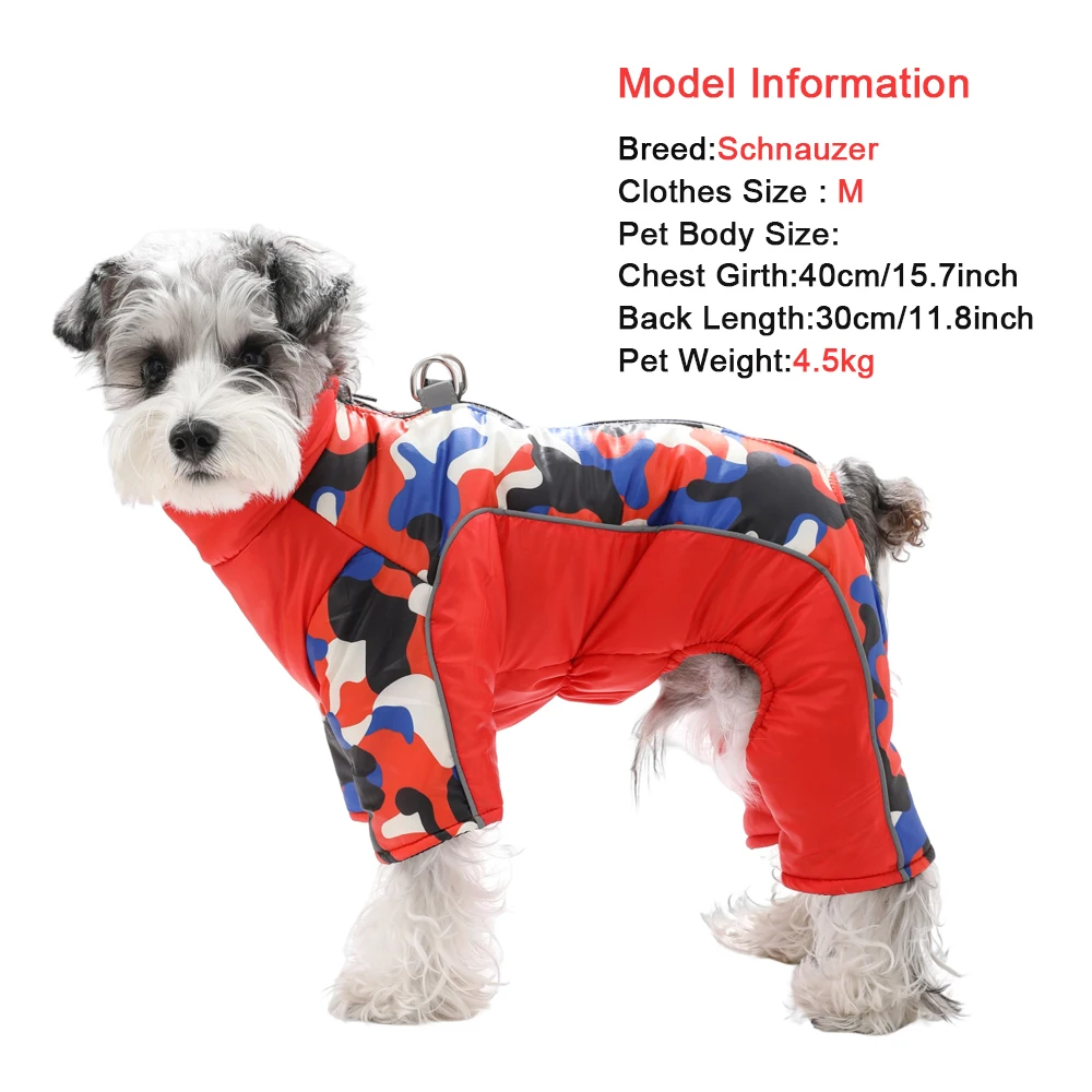 Mono cálido de invierno para mascotas, monos para perros pequeños y medianos, chaqueta reflectante impermeable para perros, mono, abrigo de camuflaje para cachorros - imagen 4