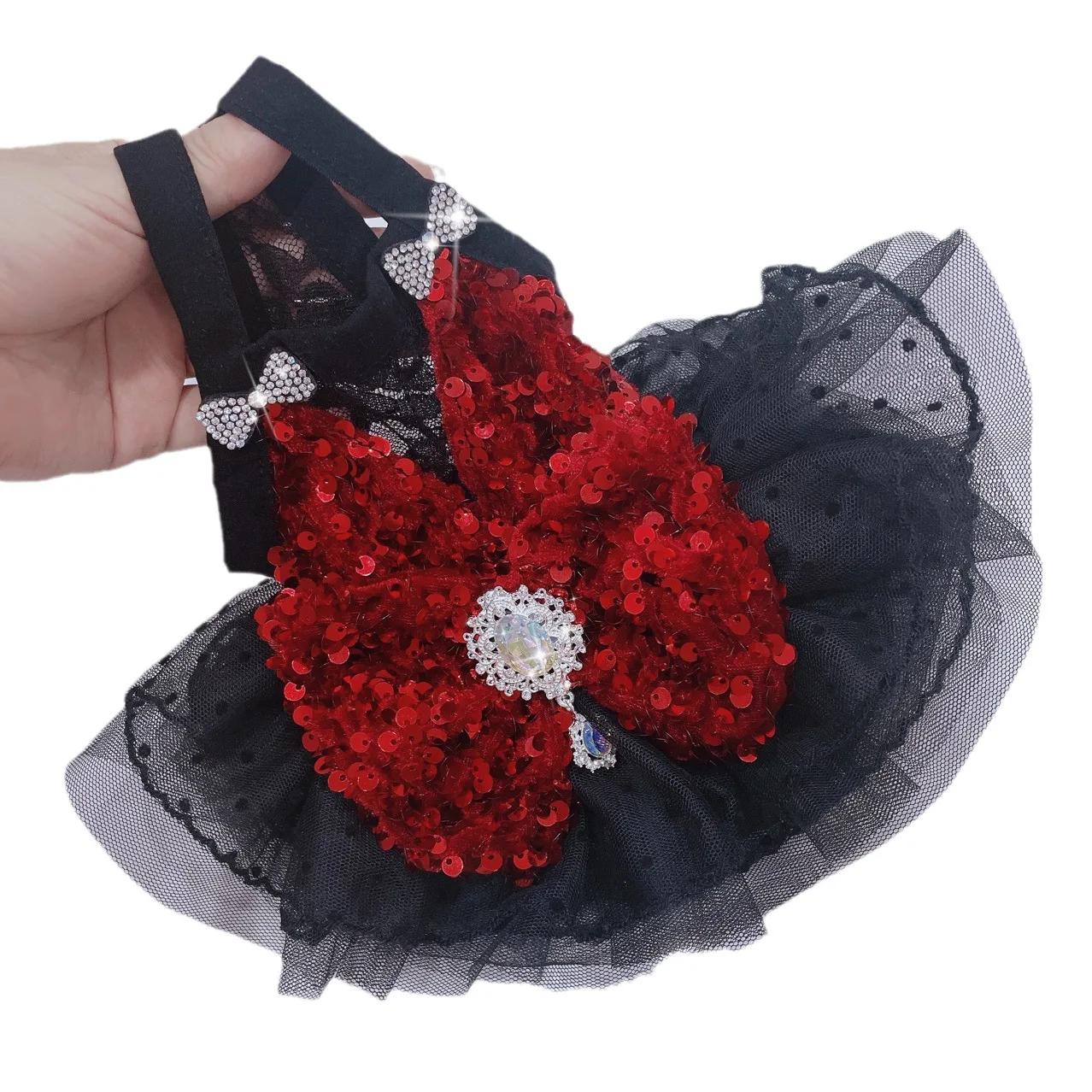 Vestido de malla con lazo para perros pequeños - moda canina - imagen 5