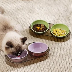 Cuenco doble para gatos – Comedero y bebedero color macarrón