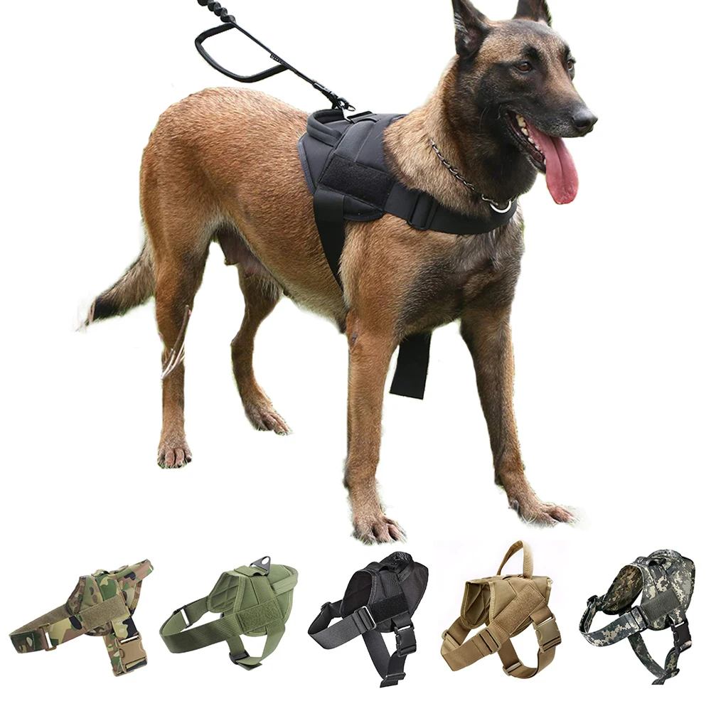 Arnés táctico para perros con correas de velcro, chaleco militar ajustable para pastor alemán Malinois, para caminar, cazar y entrenar - imagen 4