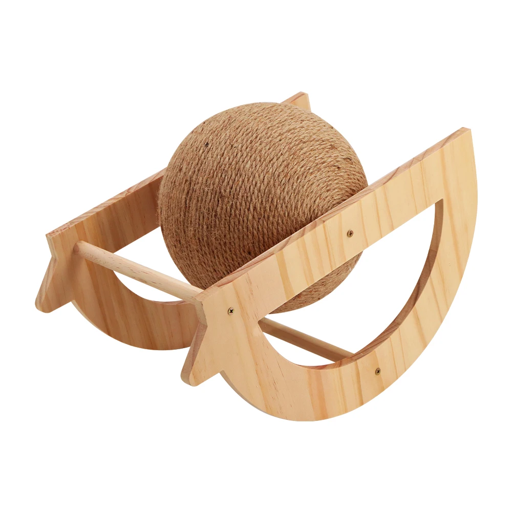 Soporte de bola para rascar gatos de Sisal Natural con marco de madera, resistente y duradero, mantiene las garras de los gatos saludables y seguros para los muebles - imagen 4