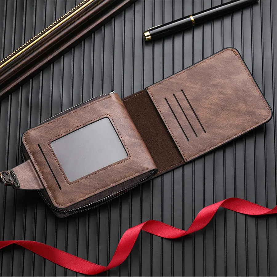 New Men's Premium Sense Short Frosted Leather Wallet Multi-Slot Coin Pocket Photo Holder Small Men's Wallet High Quality - imagen 3