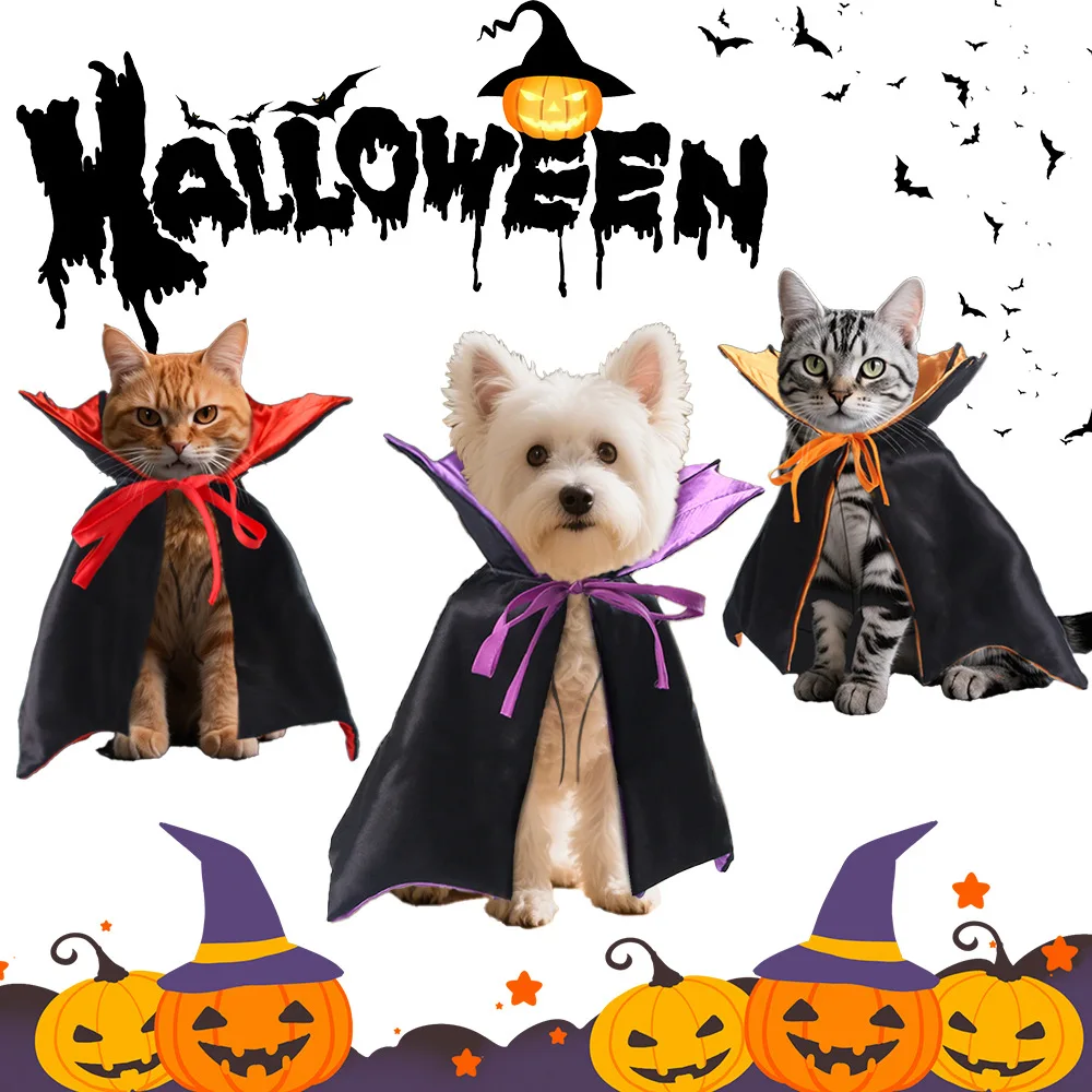 Divertido disfraz de Halloween para perros y gatos, disfraz para perros pequeños, capa de vampiro, ropa para perros y gatos, suministros para mascotas