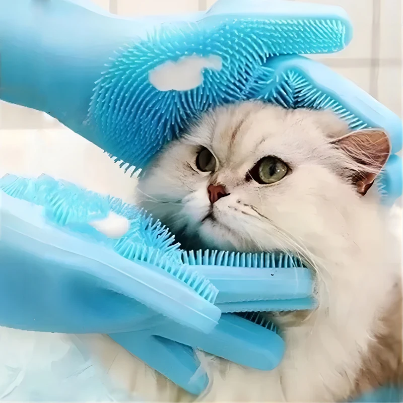 Booteely baño perro gatos cepillo de baño guantes de masaje peine de goma suave accesorios para mascotas para gatos herramientas de limpieza de ducha proveedores