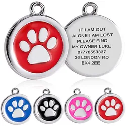 Etiqueta grabada 25mm para gatos y perros - diseno de pata de hueso