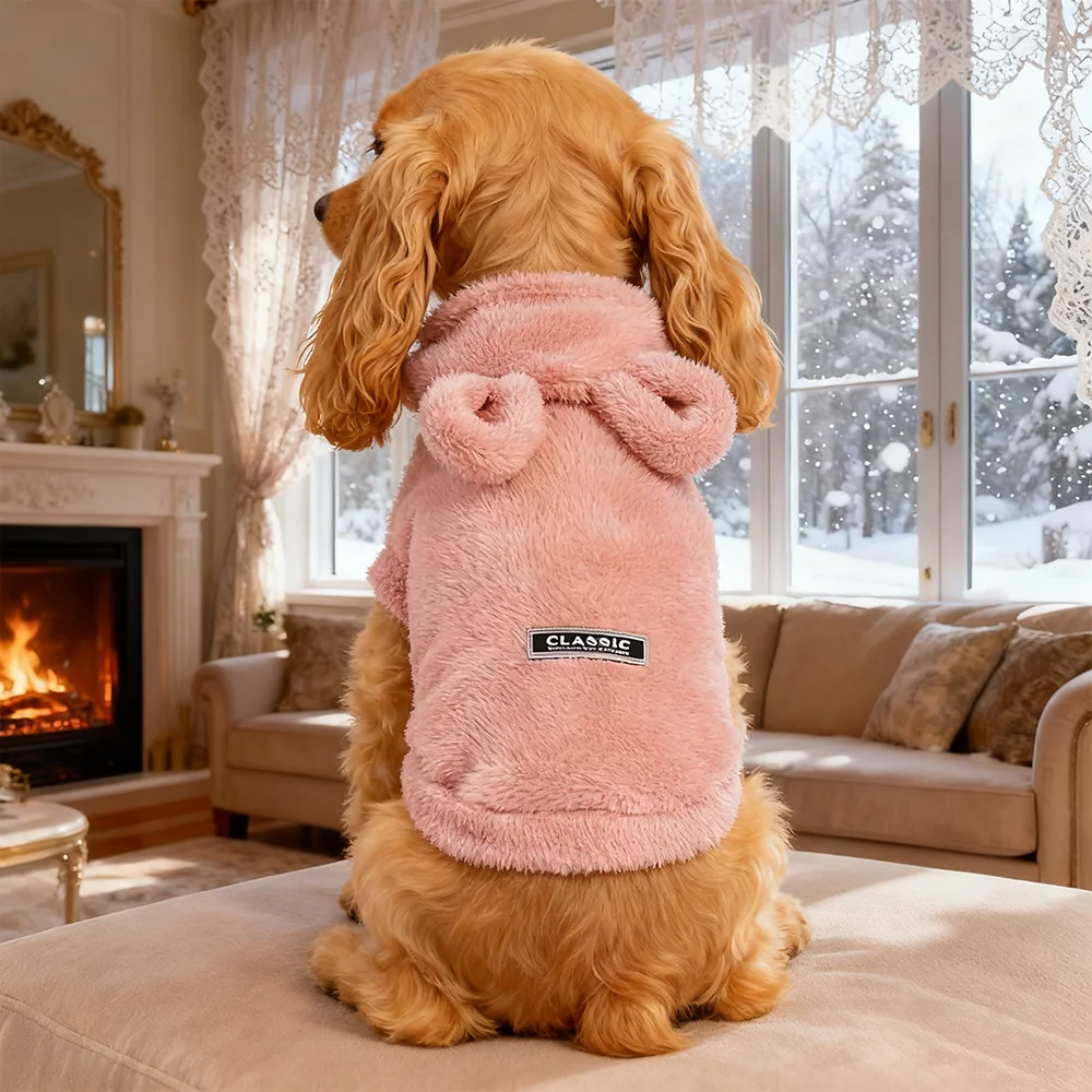 Sudadera con capucha de lana para perros, Ropa de invierno para cachorros, abrigo suave para perros pequeños y medianos, chaqueta de Bulldog Francés, Ropa Perro - imagen 2