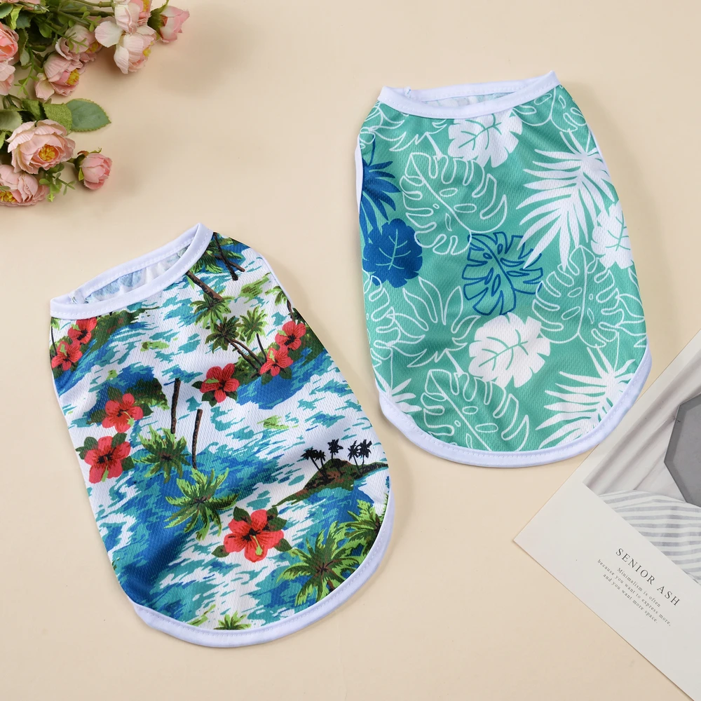 Chaleco para Gato, disfraz para perros pequeños y medianos, camiseta con estampado de isla transpirable de verano para viajes al aire libre, abrigo para gatito y Pug, ropa - imagen 2