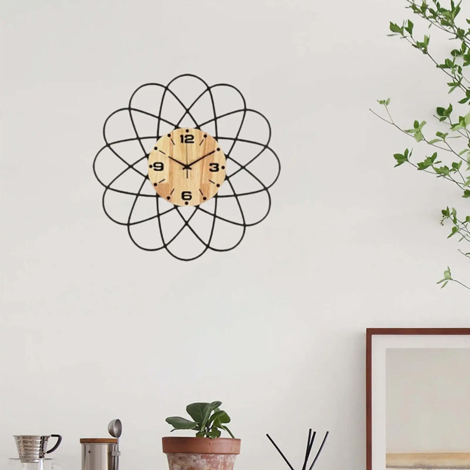 Wall Clock Ornament Easy to Read Gifts Round Wall Art Hanging Clock No Ticking for Living Room School Home Cafe Bar Farmhouse