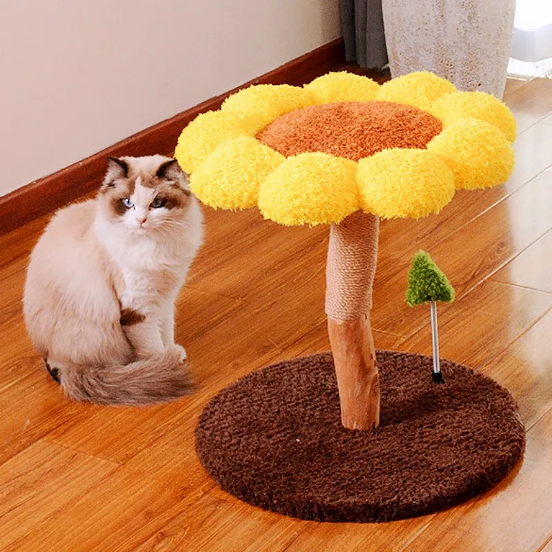 Rascador para gatos en forma de flor - Torre de madera maciza