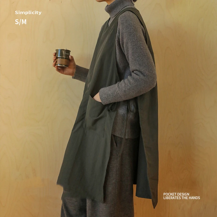 Chaleco largo antisuciedad, delantal de cocina impermeable con bolsillos, delantal de trabajo para pintura para mujer, delantal de belleza para salón de uñas - imagen 3