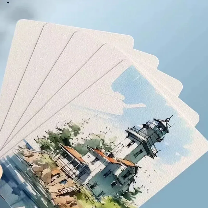 Papel de acuarela cuadrado/redondo, postal profesional de Color agua para pintar, suministros escolares, 25 hojas por juego, 300g - imagen 3