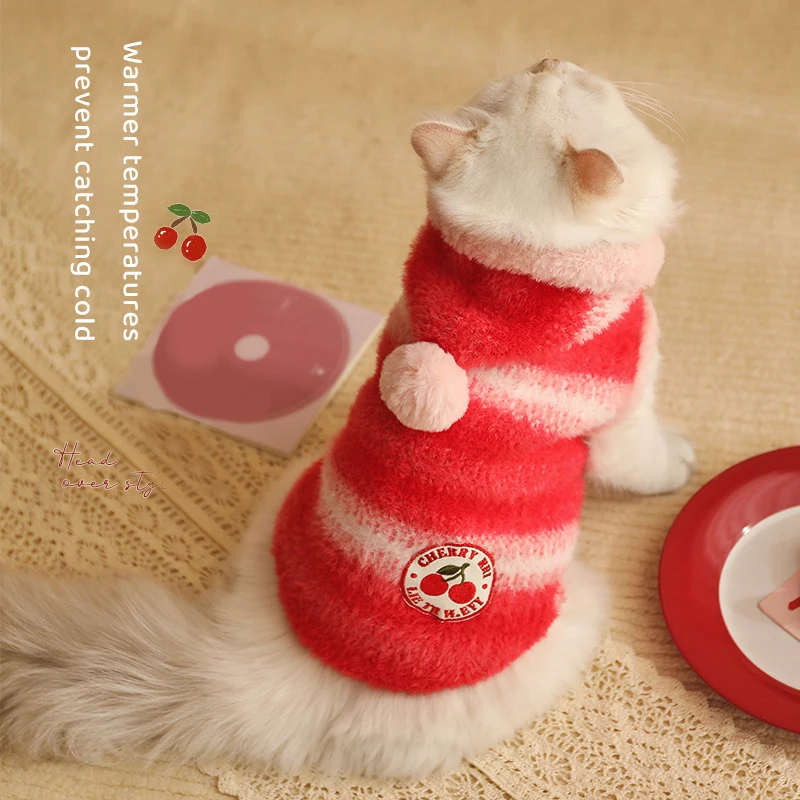 HOOPET-ropa navideña para gatos, otoño e invierno, antiderramamiento, gatito, mascota, perro pequeño, suéter de invierno, gatito, mascota, lindo y cálido - imagen 2